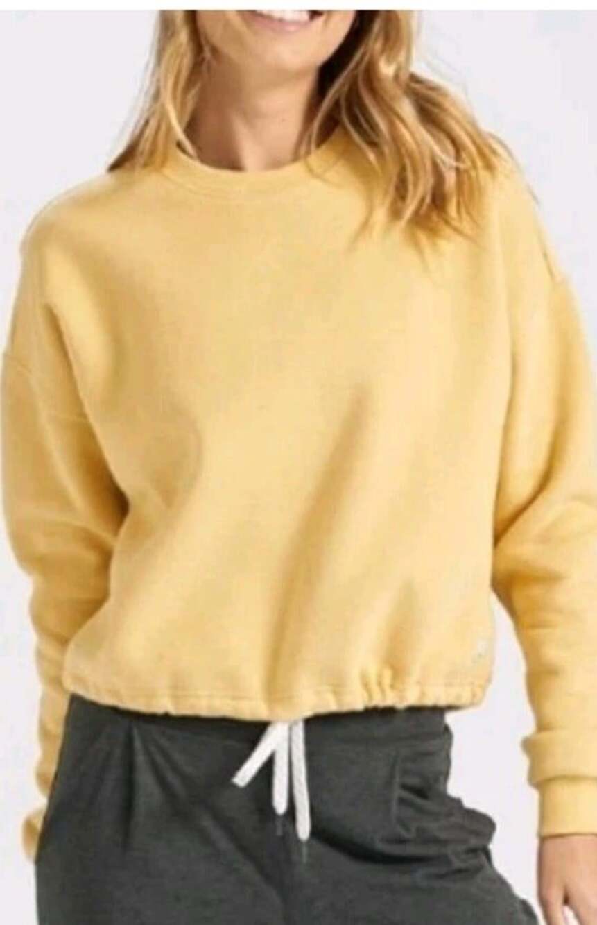VUORI Women's Restore Crew Yellow Sweatshirt Pullover Drawstring! Size S
